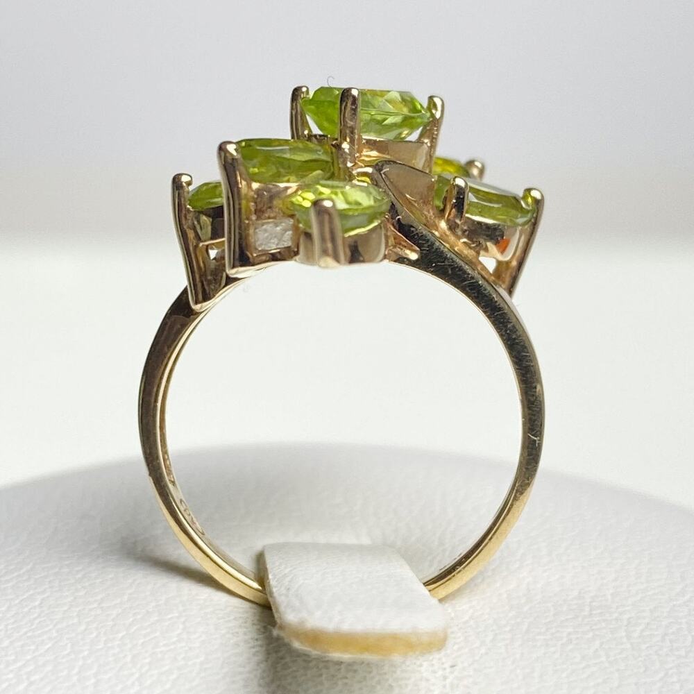 10K Yellow Gold Peridot Cluster Ring Marquise Green Stones Size 5.75 - Picture 4 of 12